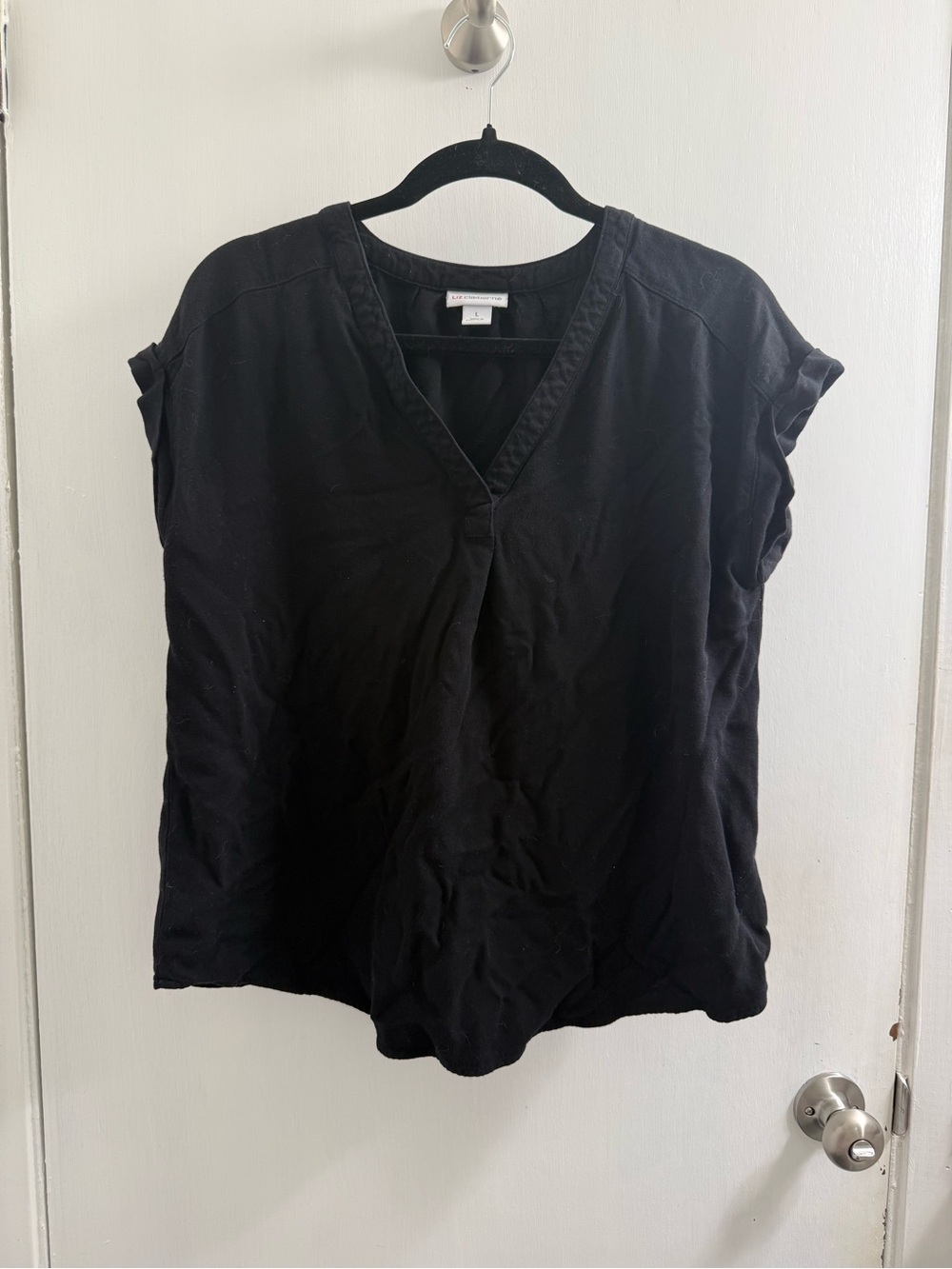 Liz Claiborne black rayon top size L
